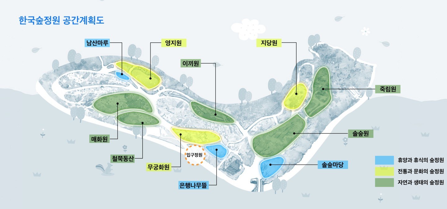서울 남산 한국숲정원 전경과 시민 체험 행사 모습